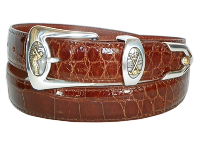 Alligator Belt 1 3/16 with Golf Perfect Swing Buckle Set