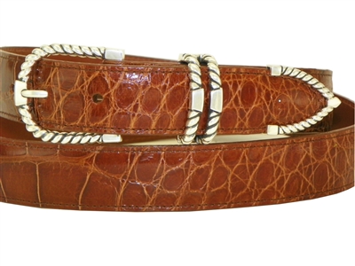 Alligator Belt 1 3/16 with Sterling Silver Tucson Buckle Set